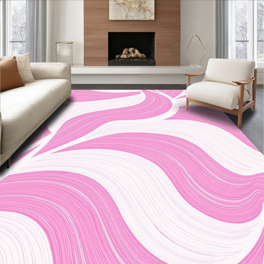 Modern Pink Swirls Pattern Rug