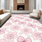 Pink Rose And Bow Pattern Rug