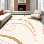 Soft Pink Gold Swirl Abstract Rug
