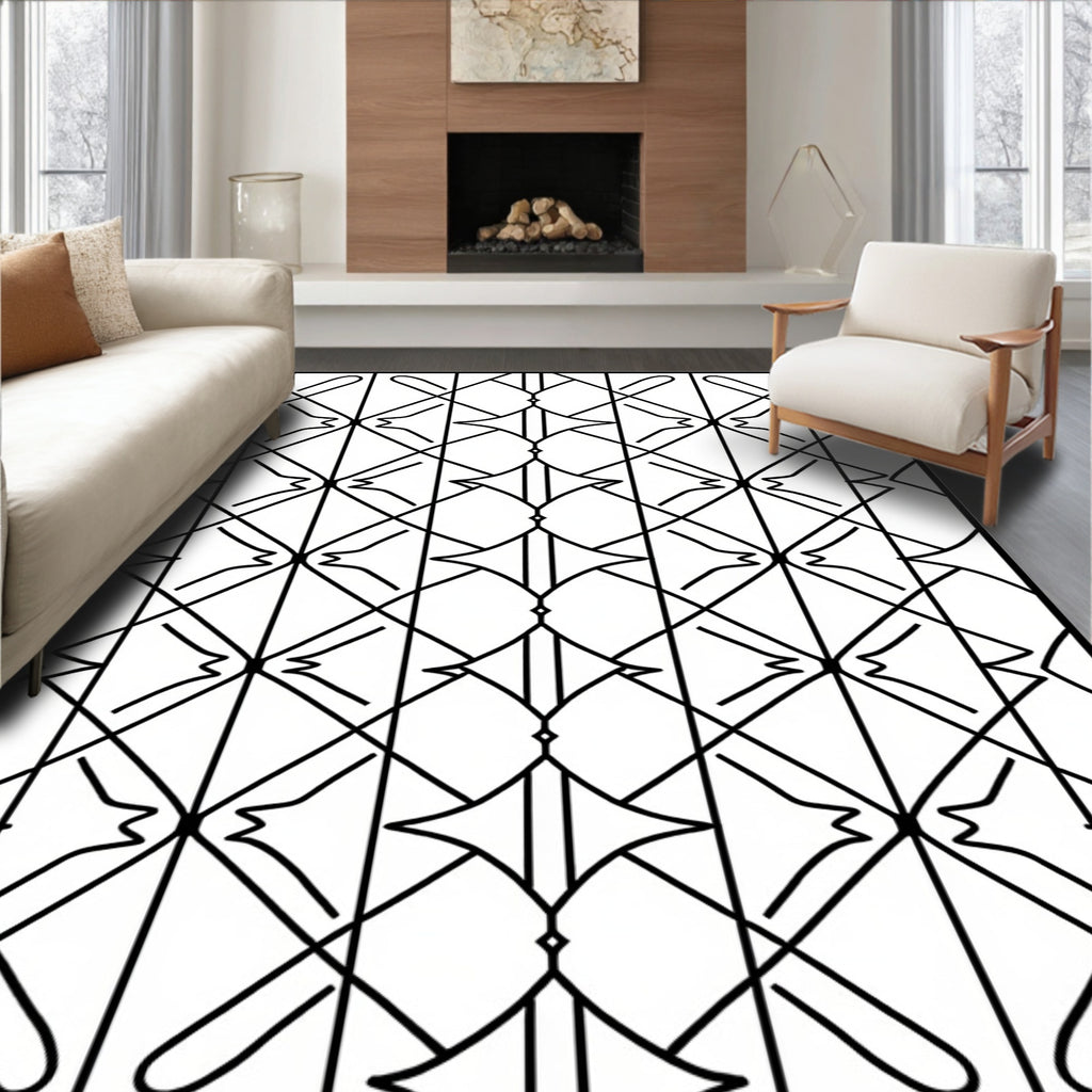 Interlocking Diamond Stripe Design Rug