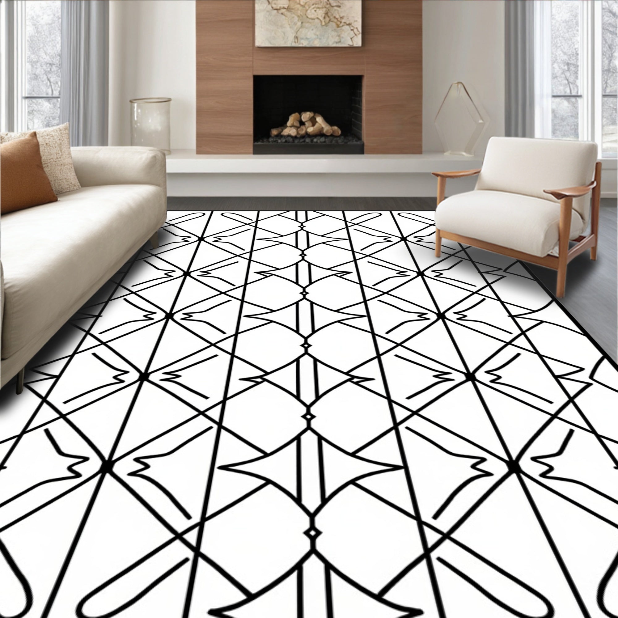 Interlocking Diamond Stripe Design Rug
