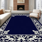 Ornate Cream Floral Border Design Rug