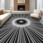 Radiant Burst Black White Design Rug