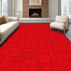 Red Geometric Maze Pattern Rug
