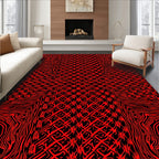 Bold Red Black Abstract Pattern Rug