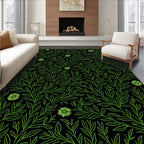 Vibrant Green Vine Floral Pattern Rug