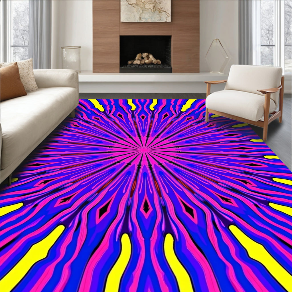 Vibrant Psychedelic Radiant Pattern Rug