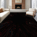 Cosmic Swirls With Red Blue Lines Rug