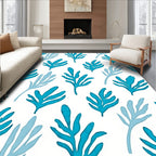 Oceanic Blue Leafy Pattern Rug