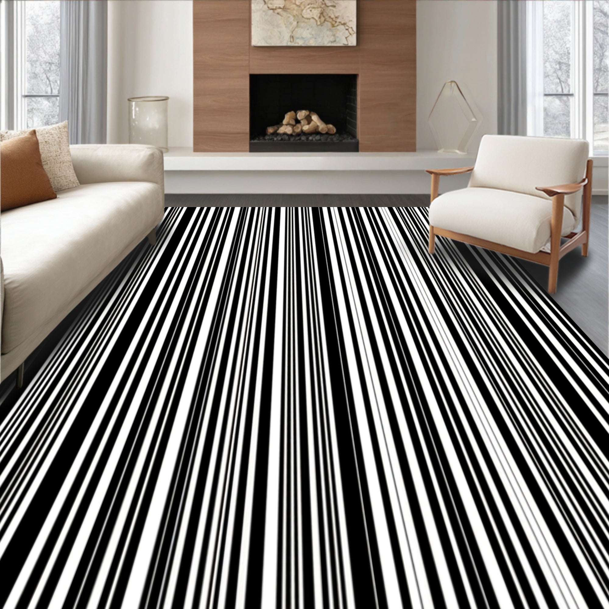 Bold Vertical Striped Design Rug