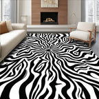 Wild Zebra Print Radial Design Rug