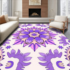 Vibrant Purple Floral Symmetry Rug