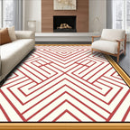 Red Geometric Maze Pattern Rug