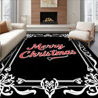 Festive Red Snowflakes Border Rug