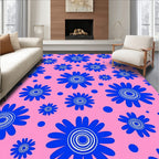 Bright Blue Daisy Blobs Rug