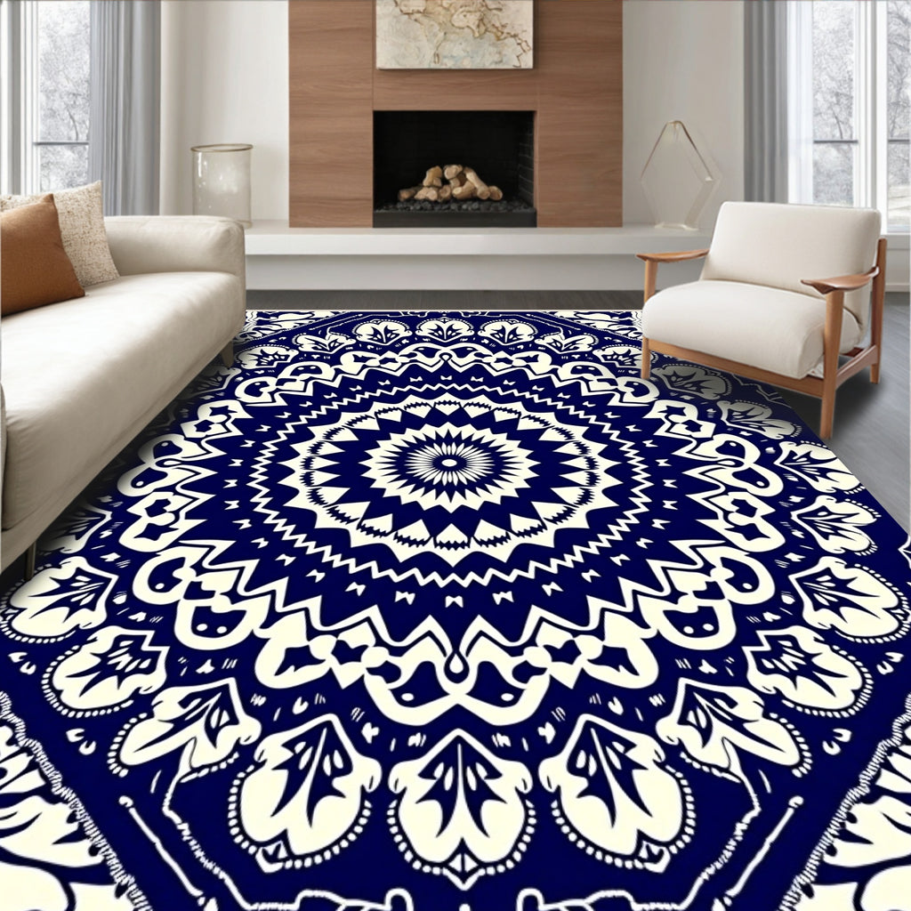 Intricate Starburst Mandala Pattern Rug