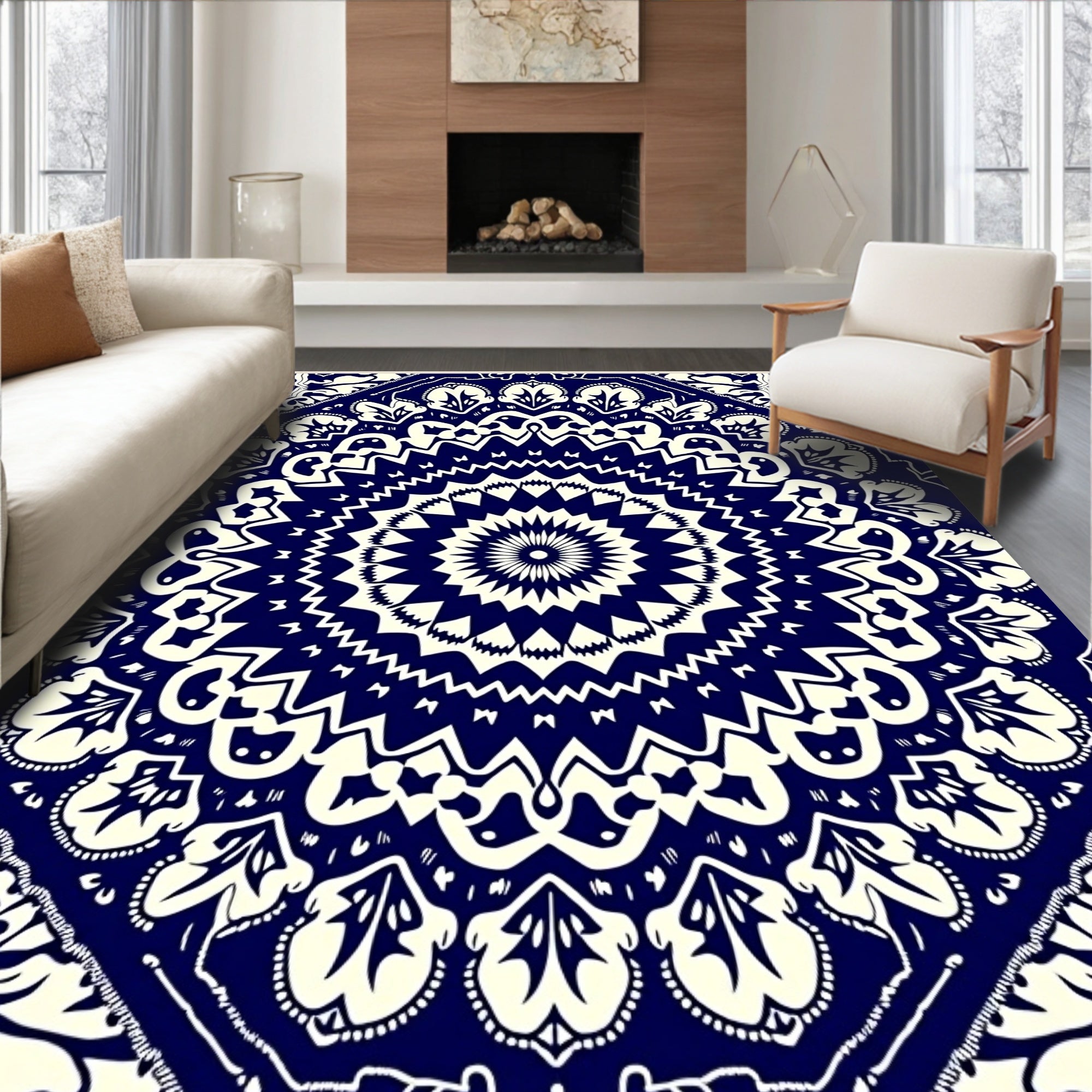 Intricate Starburst Mandala Pattern Rug