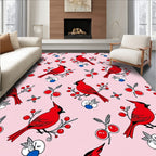 Whimsical Red Cardinal Berry Garland Rug