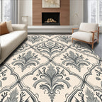 Timeless Grey Floral Damask Pattern Rug