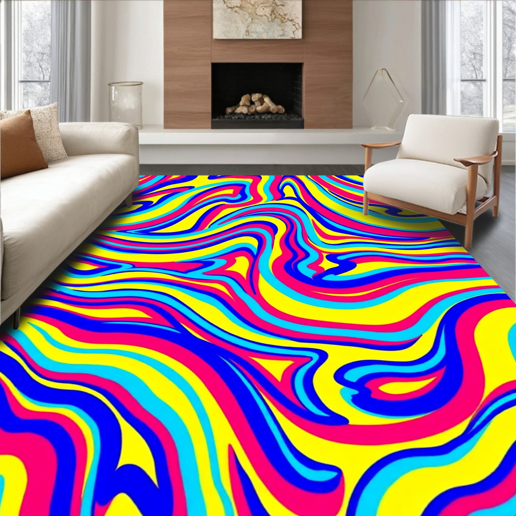 Vibrant Swirl Pattern with 3 Colors Rug