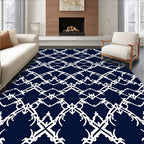 Crisp White Lattice Pattern Rug