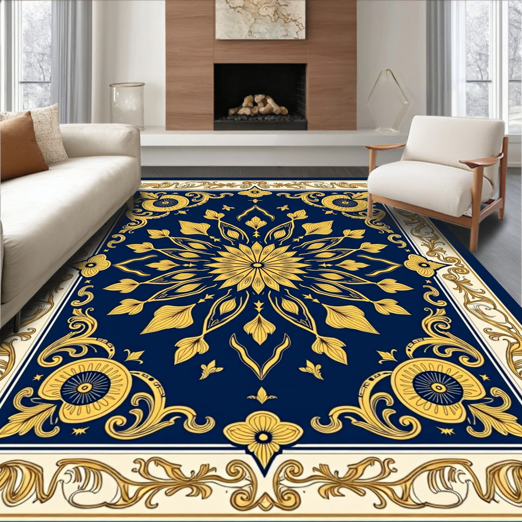 Ornate Floral Sunburst Pattern Rug