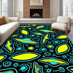 Whimsical UFO Star Pattern Rug
