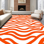 Abstract Orange Wavy Lines Design Rug