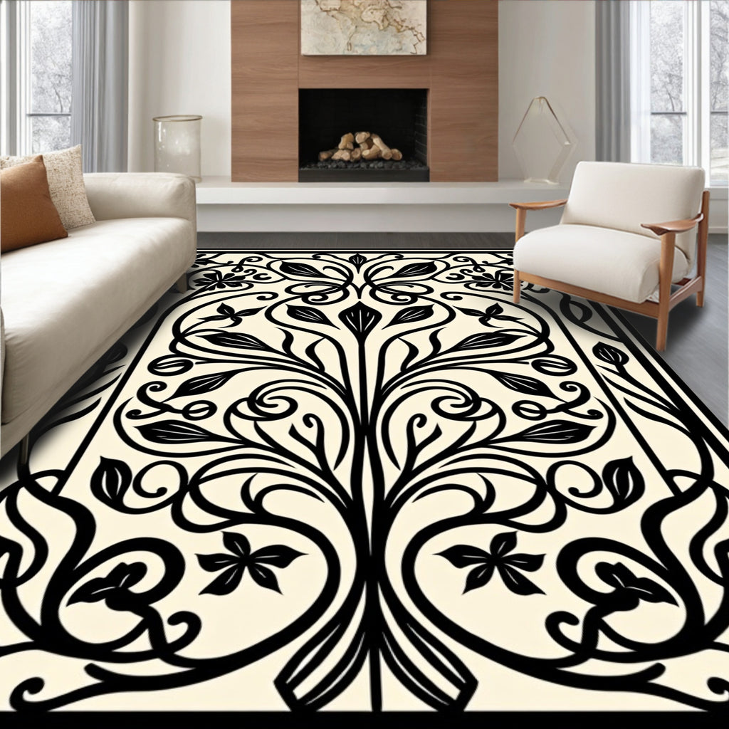 Art Nouveau Floral Swirls Rug