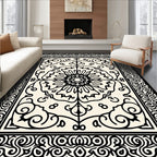 Ornate Floral Scroll Work Design Rug