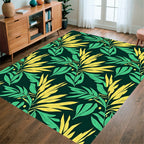 Tropical Leaf Patterned Botanical Design Rug