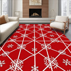 Red and White Snowflake Geometric Rug