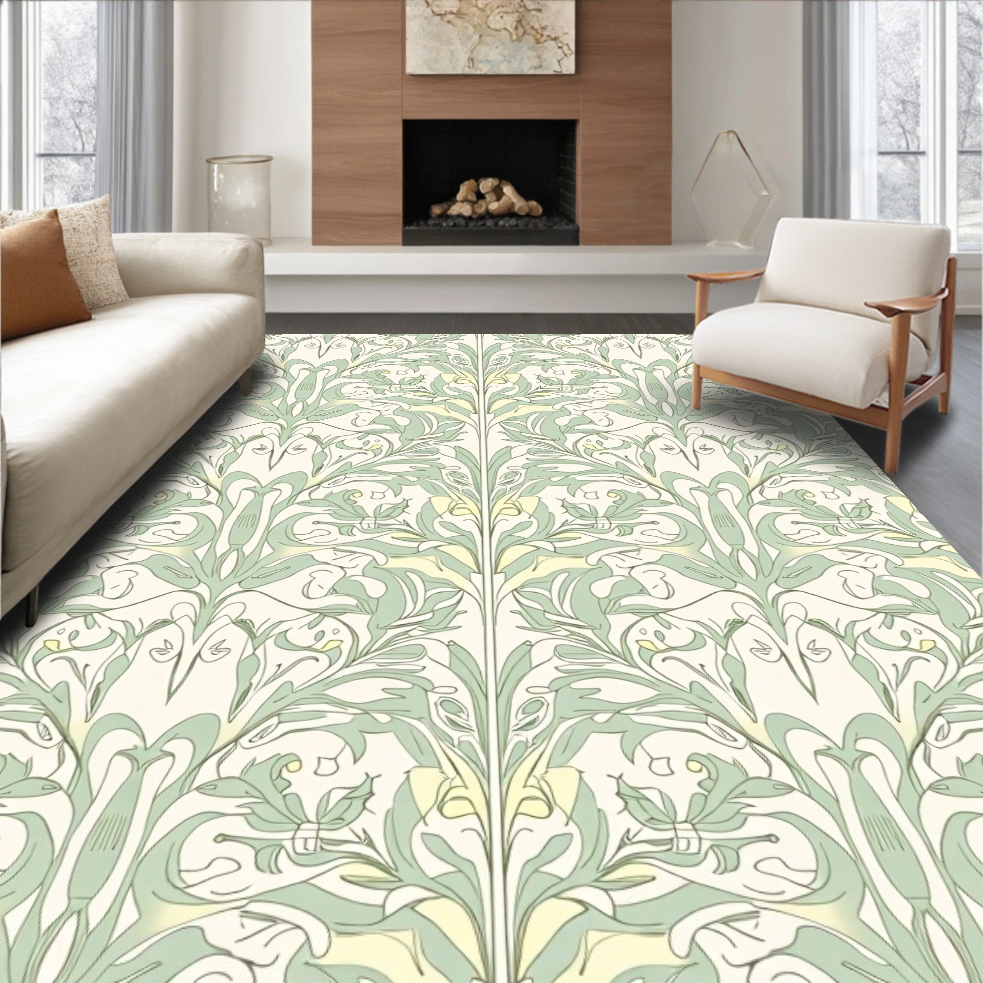 Art Nouveau Floral Swirls Rug