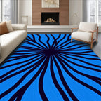 Radiating Blue Wave Pattern Rug