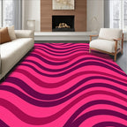 Vibrant Pink Swirl Wave Pattern Rug