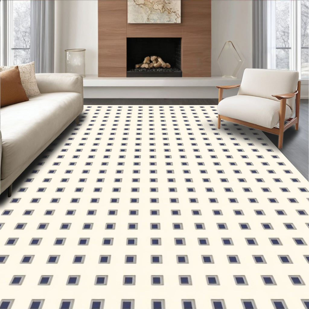 Minimalist Grid Square Pattern Design Rug