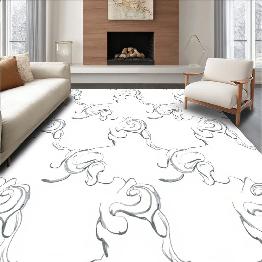 Monochromatic Abstract Swirl Pattern Rug