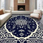 Dark Floral Sunburst Mandala Rug