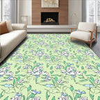 Delicate Floral Sketch with Light Green Background Rug