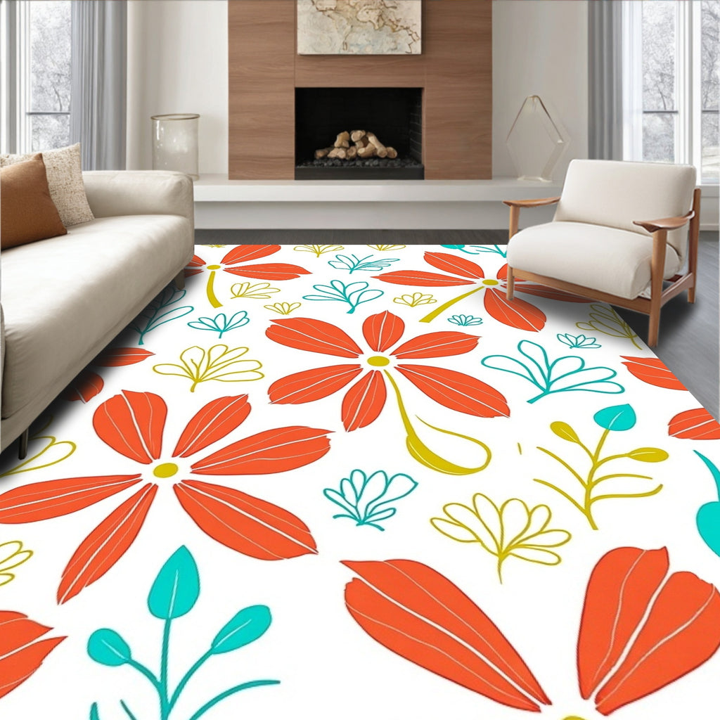 Bold Floral Motif Rug