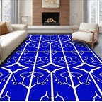 Abstract Blue White Geometric Pattern Rug