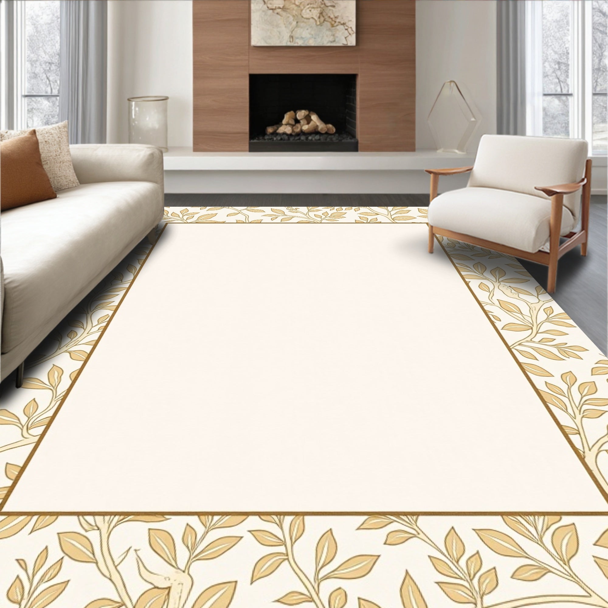 Vines Branches Floral Pattern Rug