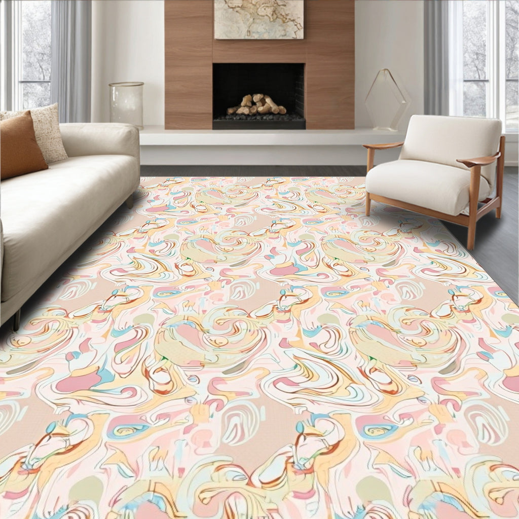 Abstract Swirl Pattern Pastel Rug