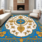 Royal Blue Geometric Floral Medallion Design Rug