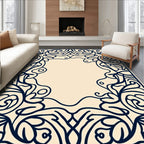 Ornate Floral Swirl Decorative Border Rug
