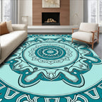 Mandala Patterned Aqua Teal Rug