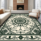 Ornate Medallion With Floral Border Design Rug