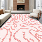Pink Curving Abstract Pattern Rug