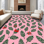 Pink Tropical Palm Frond Blossom Rug