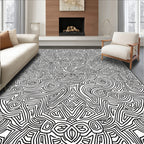 Abstract Black White Labyrinth Rug